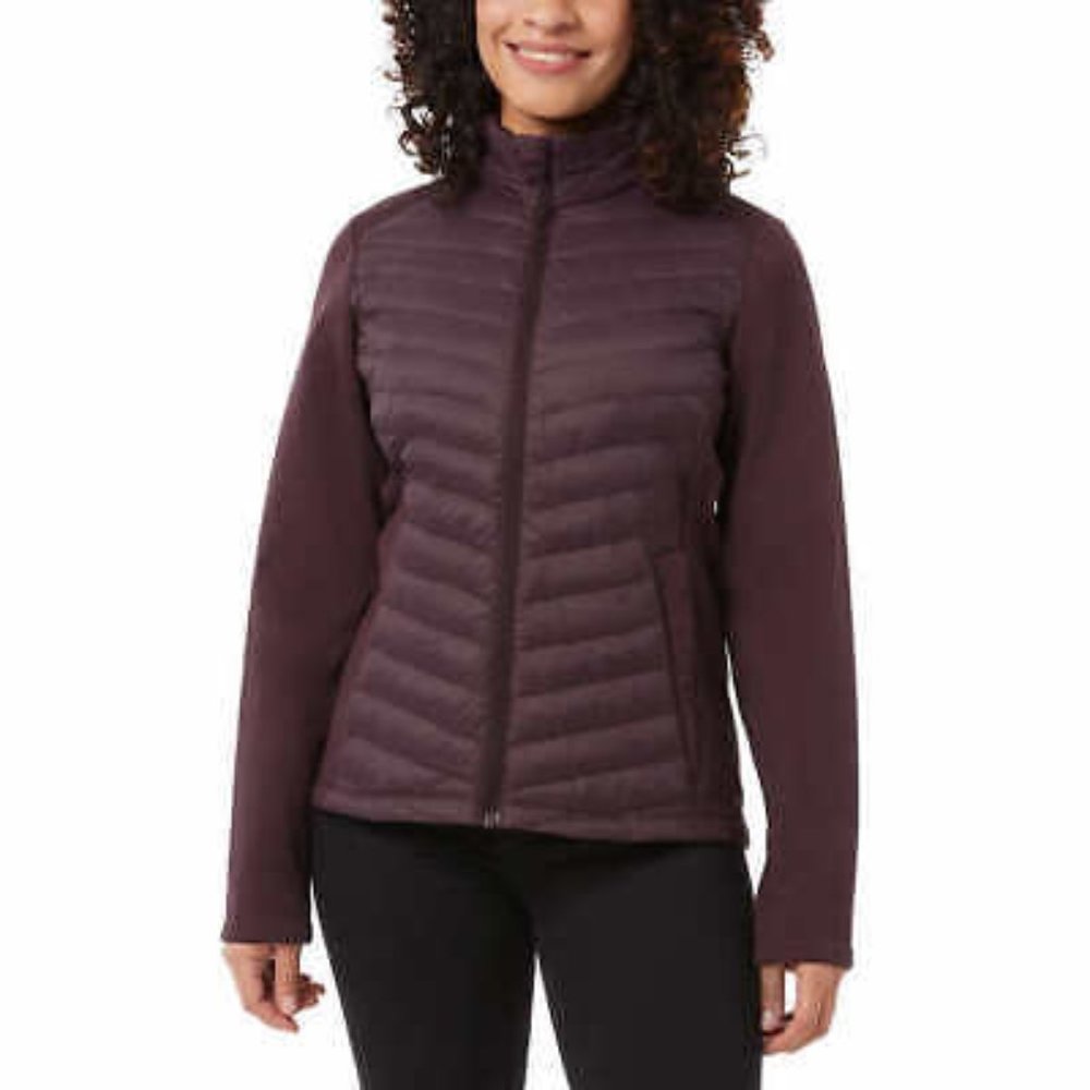 32 Degrees Heat Women's Deep Burgundy Mixed Media Jacket NWT
